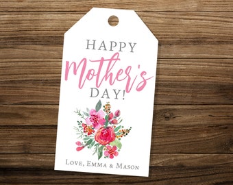Etiquetas de regalo editables para el Día de la Madre imprimibles para dulces, galletas, flores