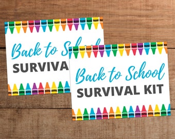 PRINTABLE Back to School Survival Kit Tag Instant Download First Day of ...