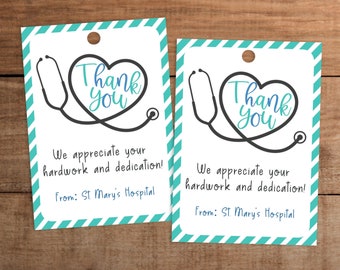 Editable Nurses appreciation week day gift tag printable  also for Doctors hospital staff CNA Nurse aide tech