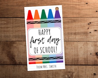 Back to School Crayon  Editable Gift Tag