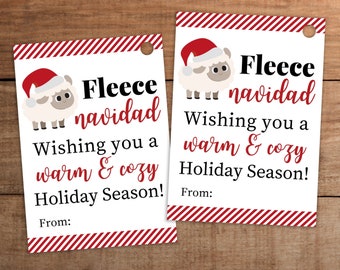 Fleece Navidad Christmas gift tag printable Fleece blanket sweater for friend teacher staff nurse employee appreciation