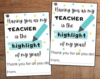 Printable Thank You Gift Tag for Teacher Appreciation Thanks - Etsy