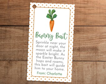 Editable Bunny Bait Gift Tag, Easter Basket Printable, Digital Download