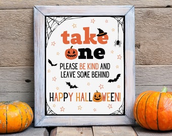 Take one candy Halloween printable Trick or treat 8x10 sign