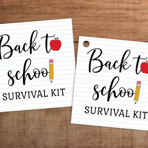 PRINTABLE Back to School Survival Kit Tag Instant Download Etsy