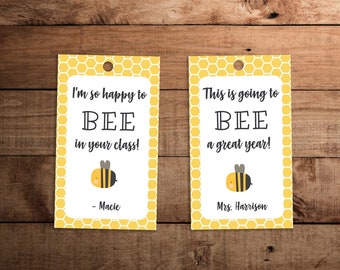 Back to School Bee Gift Tag Printable