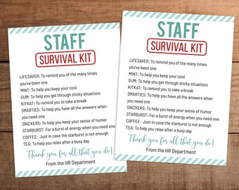 Bearbeitbares Staff Survival Kit zum Ausdrucken