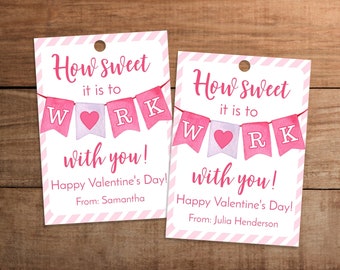 Editable Coworker Valentine's Day gift tag printable for sweets cookies treats candies chocolates baked goods Office work staff employee