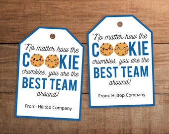 Cookie Team Appreciation Gift Tag: Printable Thank You (Editable)