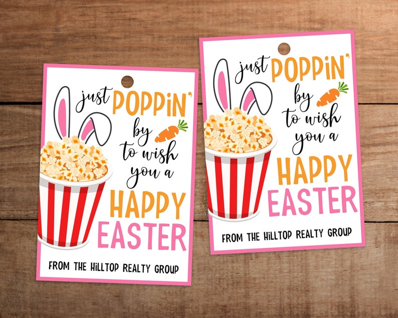 Editable Easter Popcorn Gift Tag Printable for Teacher Nurse Etsy