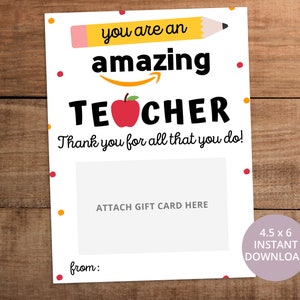 Teacher Appreciation Gift Card Holder Printable (Digital Download)