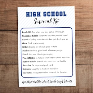 Editable High school class survival kit printable  welcome back to school