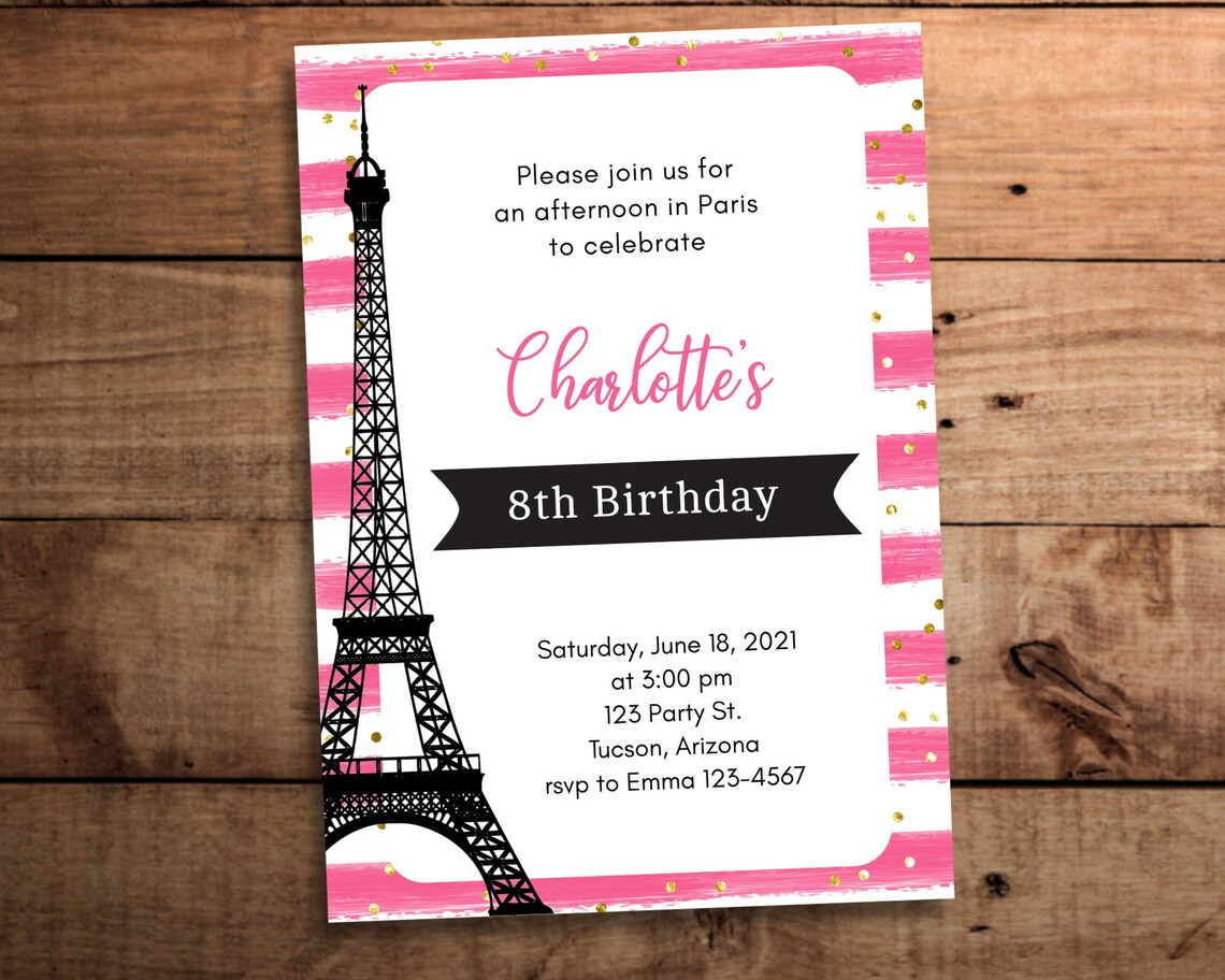 Paris Birthday Invitation Printable - Etsy