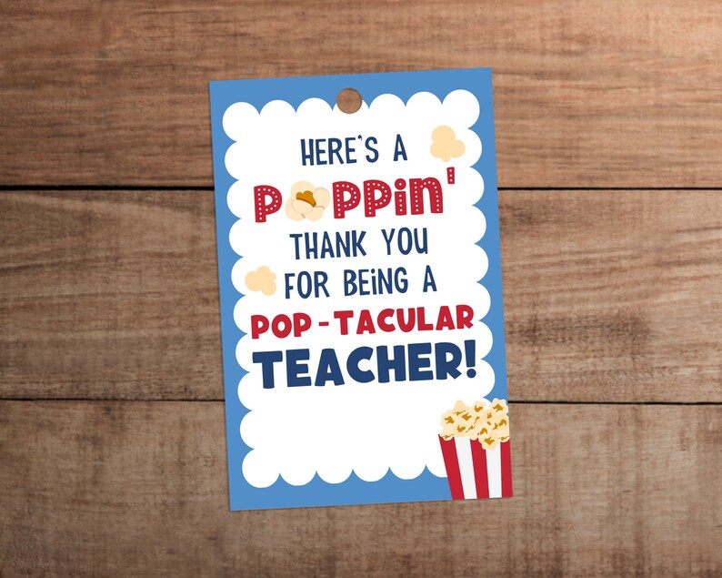 Popcorn Pun Gift Tag Printable for Teacher Appreciation - Etsy