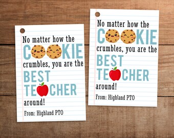 Editable Teacher Appreciation Gift Tag  Cookie Crumble Printable