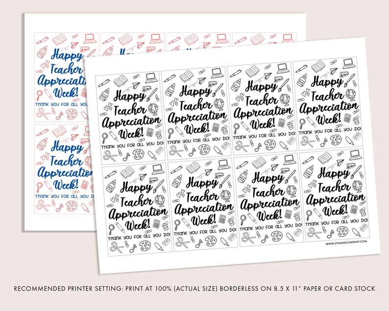 Happy Teacher Appreciation Week Gift Tag Printable for Treats Sweets ...