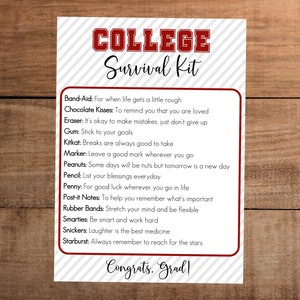 Editable College Survival kit printable Congratulations new graduates personalized care package New graduate gift