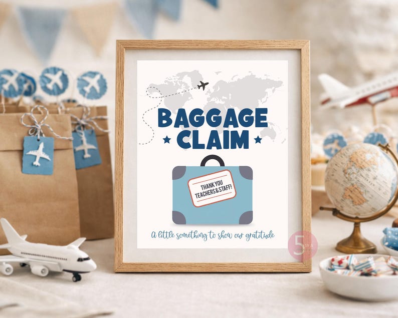 Teacher and Staff Appreciation Week Itinerary Sign Editable Plane Travel Theme Bundle Template image 6