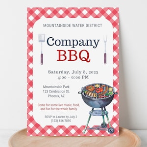 Editable Company BBQ picnic invitation template printable