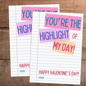 Kinder Valentinstag Highlighter Karte Klassenzimmer zum Ausdrucken (digitaler Download)