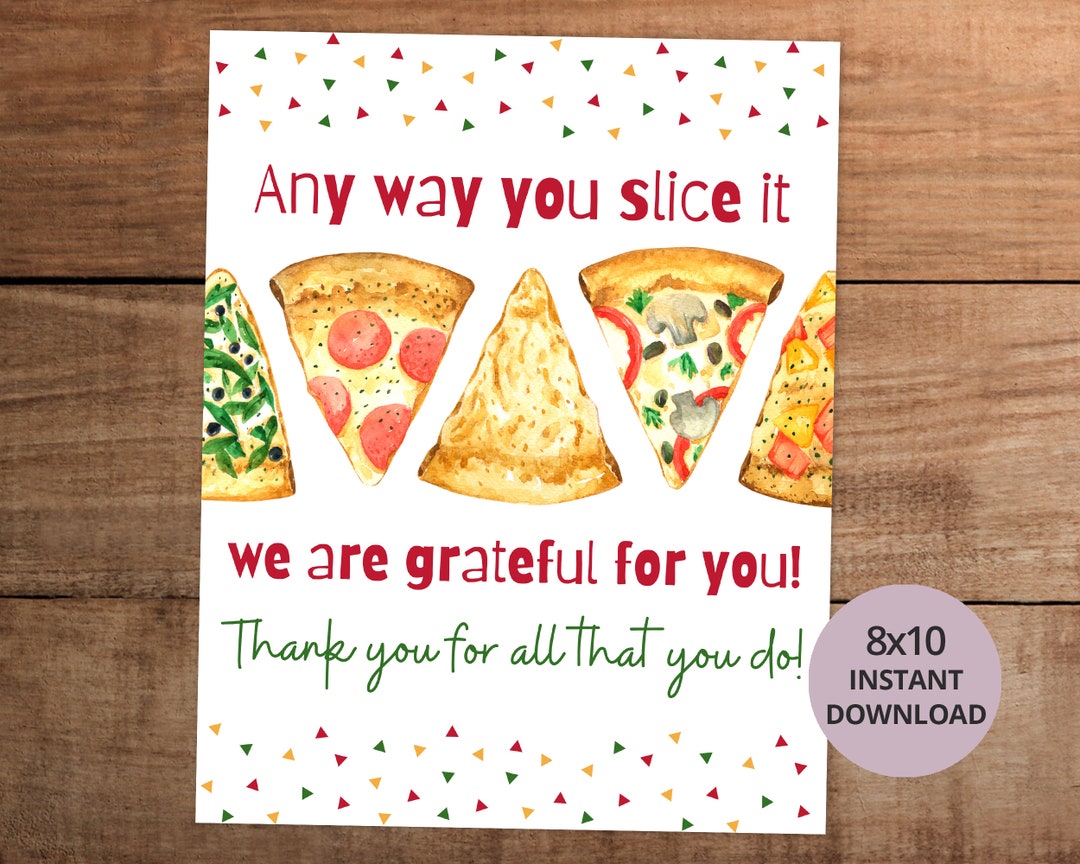 Pizza Party Appreciation Sign Printable for Staff Employee Teacher