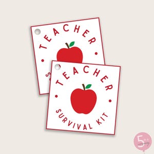 Teacher Appreciation Survival Kit Gift Tag Printable, Back to School Teacher Gift, First Day of School Favor Tag, Instant Download