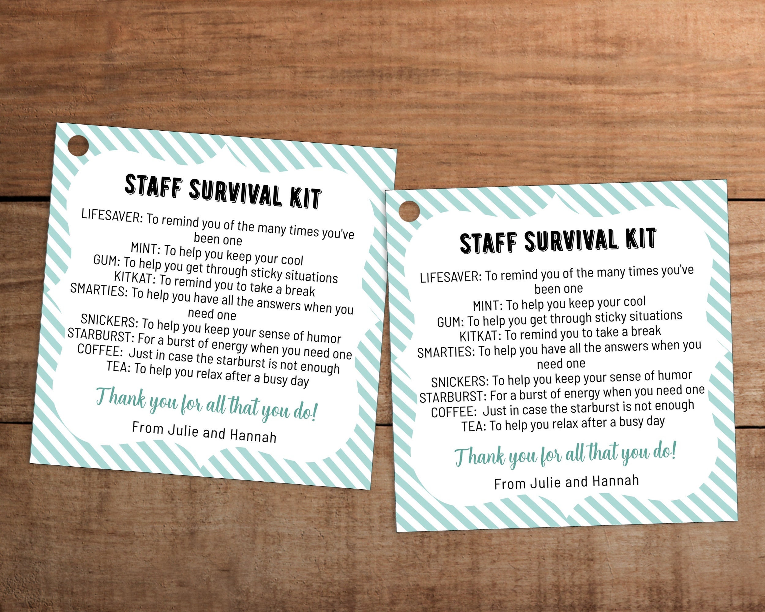 Staff Team Employee Survival Kit Printable Appreciation Gift Etsy