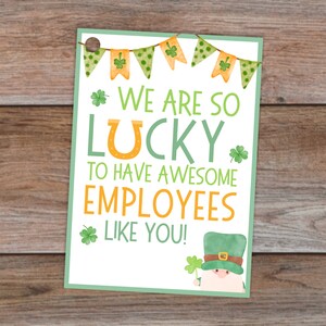 St Patrick&#39;s Day Employee Gift Tag Printable (PDF)