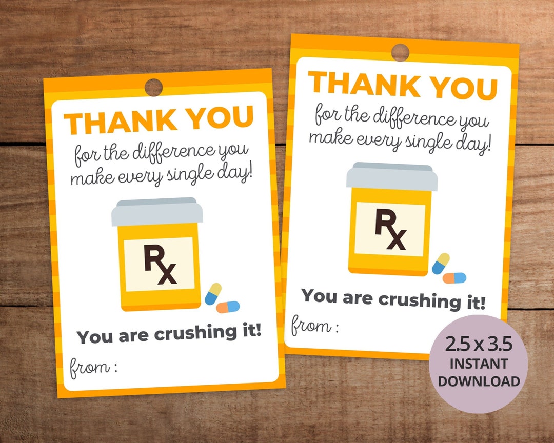 Pharmacist Appreciation Thank You Gift Tags Printable, Pharmacy Week Etsy