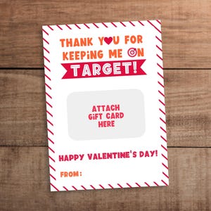 Valentine Teacher Target Gift Card Holder Appreciation Ideas Instant Download Printable
