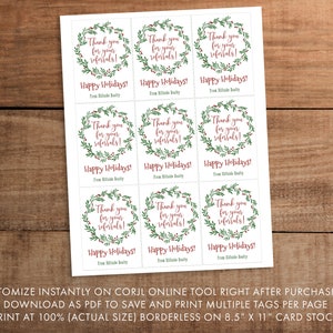 Editable Christmas Holiday Thank You Gift Tag Printable Realtor Pop by ...