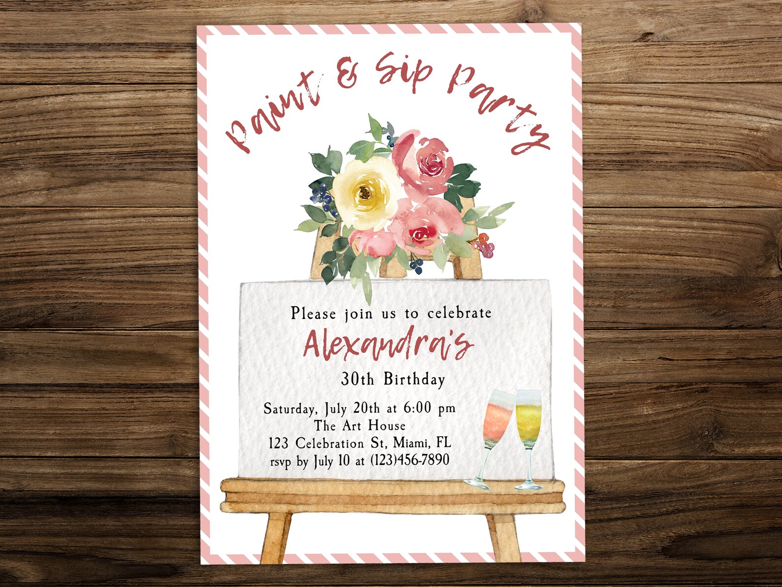 Paint and Sip Party Invitation Paint Night Party Selfedit Etsy UK