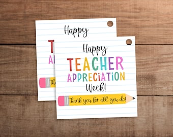 Teacher Appreciation Week Gift Tag Printable  for Cookies Sweets Treats School Supplies Flair Pens