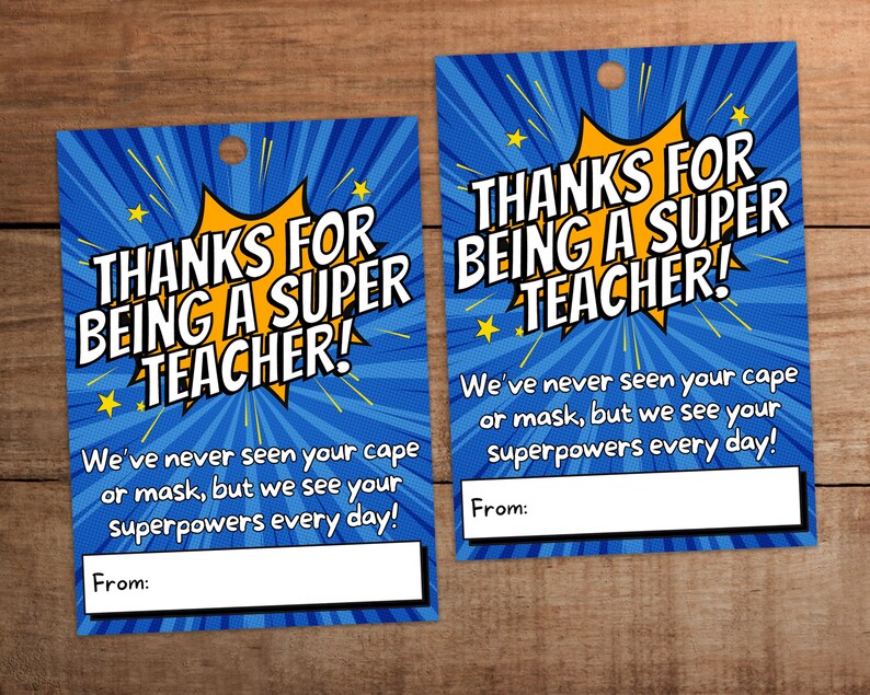Teacher Appreciation Gift Tag Printable Thanks for Being a Super ...