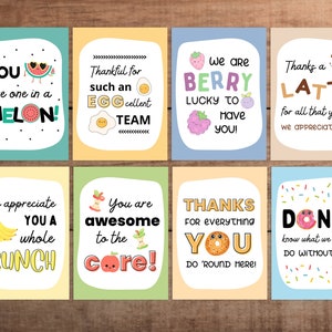 5 x 7 po. Carte de remerciement pour enseignant, infirmière, entreprise, employé, bénévole, petit déjeuner, brunch, jeu de mots