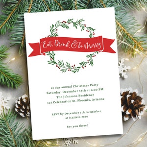 Editable Christmas Party Invitation Template Printable Holiday - Etsy