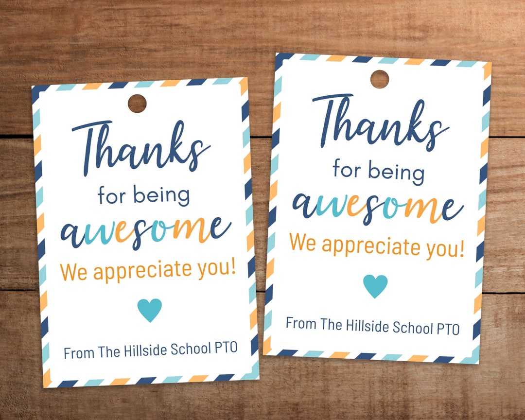 Editable Thanks for Being Awesome Gift Tag Printable for Teacher Staff ...