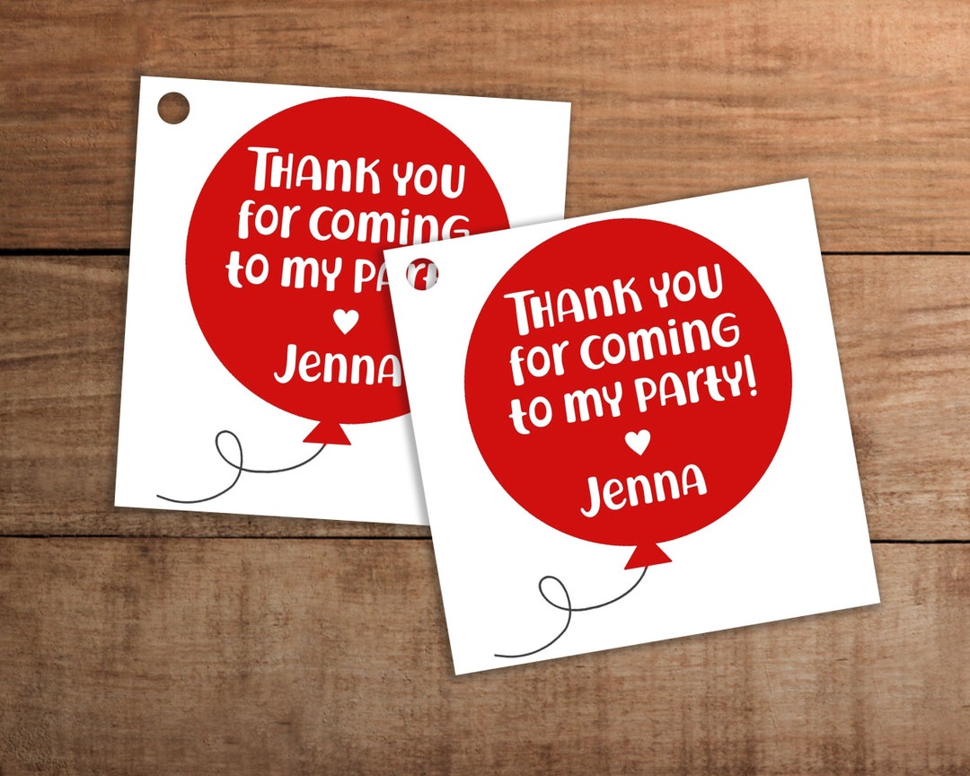 Editable Red Balloon Birthday Party Favor Tag Printable for Etsy