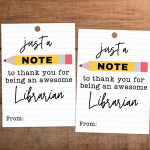 Librarian appreciation gift tag printable