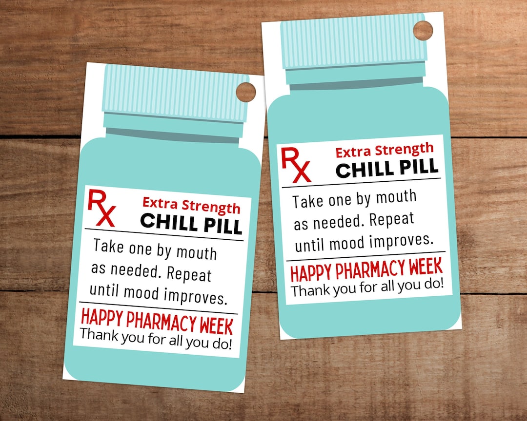 Chill Pill Gift Tag Label for Pharmacy Week Pharmacist Appreciation