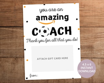 Soccer Coach Appreciation Gift Card Holder (Digital Download)