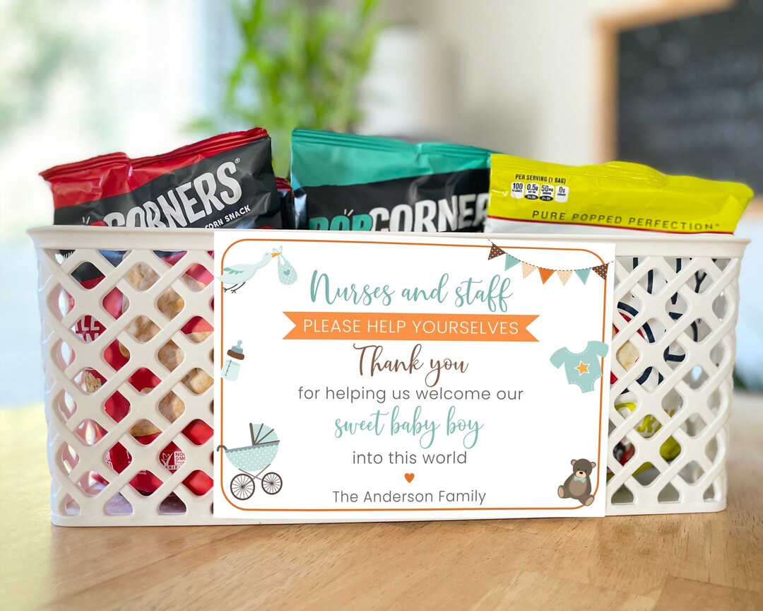 Editable Labor and Delivery Nurse Midwife Hospital Staff Appreciation Gift Basket Thank You Tag