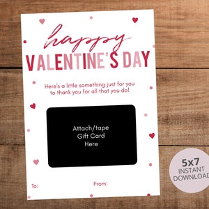 Valentinstag Geschenk Kartenhalter zum Ausdrucken für Lehrer Krankenschwestern Mitarbeiter Ehrenamtliche Anerkennung, Sofort Download