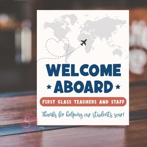 Teacher and Staff Appreciation Week Itinerary Sign Editable Plane Travel Theme Bundle Template image 4