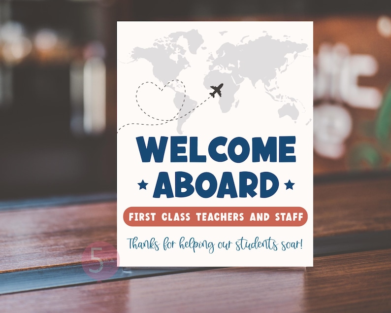 Teacher and Staff Appreciation Week Itinerary Sign Editable Plane Travel Theme Bundle Template image 4