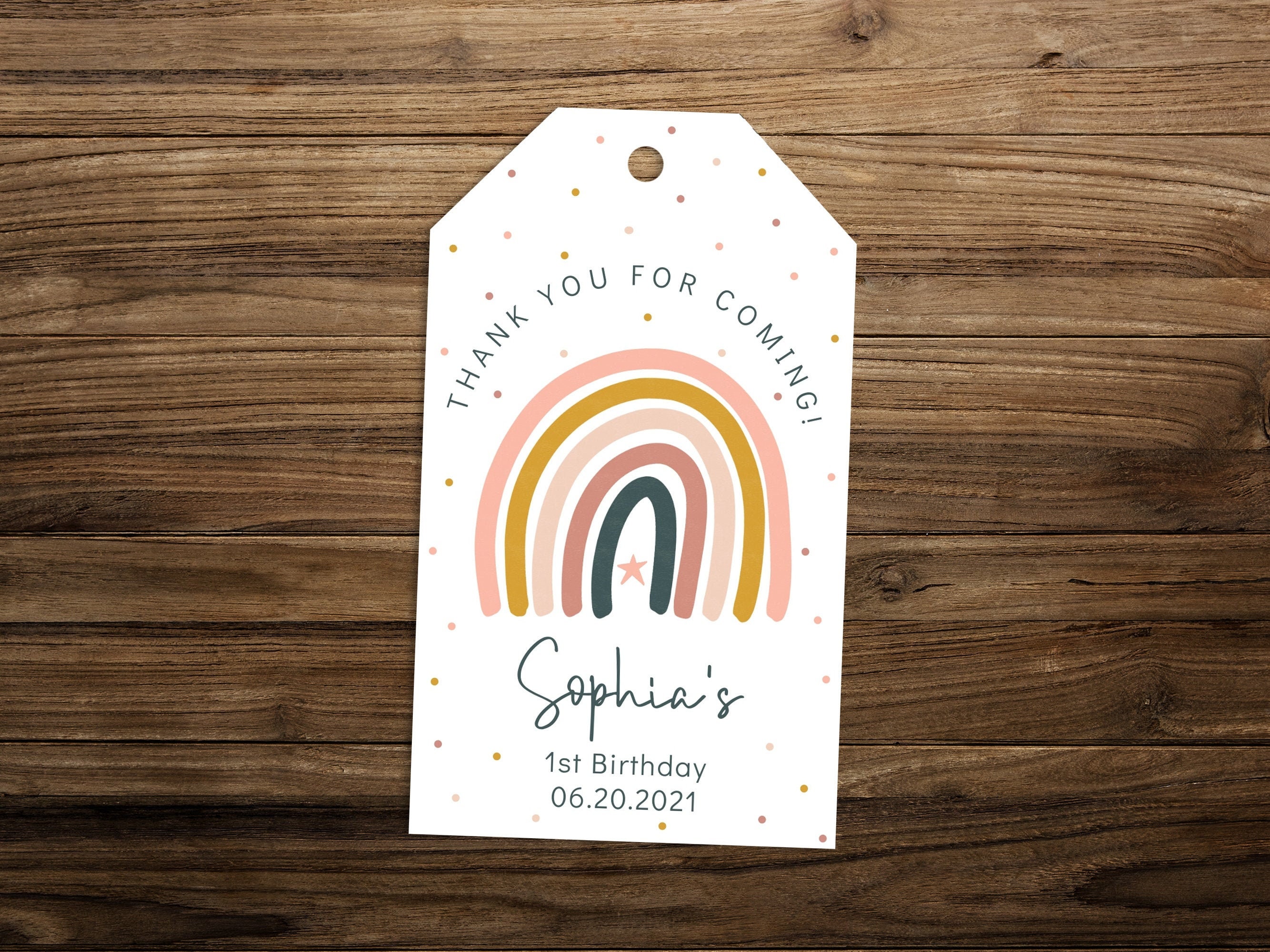 Boho Rainbow Party Favor Tag Birthday Thank You Tag Etsy