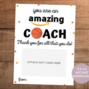 Vous êtes un super entraîneur de basket-ball, porte-cartes cadeau remerciement téléchargement imprimable