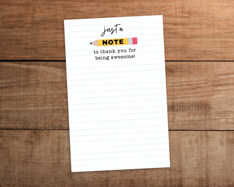 Teacher and School Staff Appreciation Printable Just a Note to Thank