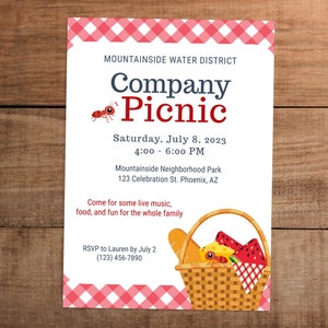 Company picnic invitation template printable for employee staff appreciation