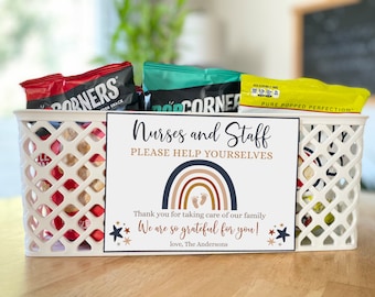 Editable Nurse Appreciation Basket Sign Hospital Staff Thank You Gift NICU Treat Label Labor and Delivery Printable Sign PDF